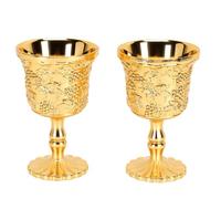 Fdit Gobelets à Vin en Métal Vintage 2 Pièces, Tasses Dorées à Motif de Vigne en Relief pour la Décoration de la Maison, Cérémonie de Fête de Mariage