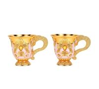 Fdit Gobelets Vintage, 2pcs Verres en Métal plaqué or à Reliefs Floraux