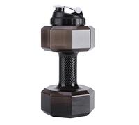 FDIT Gourde de sport en forme d’haltères, grande contenance, bouchon attaché noir