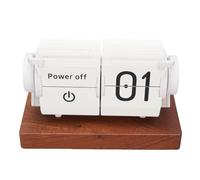 Fdit Horloge de Bureau à Rabat, Alarme élégante, Mécanique, Design à Bascule Automatique, pour la Maison, Le Bureau, Le Salon, Base en Bois 11x6x6cm (White)