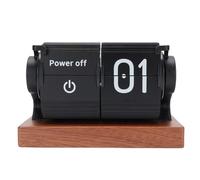 Fdit Horloge de Bureau à Rabat, Alarme élégante, Mécanique, Design à Bascule Automatique, pour la Maison, Le Bureau, Le Salon, Base en Bois 11x6x6cm (Black)
