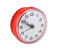 Fdit Horloge de Salle de Bain étanche avec Ventouse, Type de Pointeur Traditionnel, Surveillance Pratique du Temps pour Miroir de Douche, Carrelage ou Mur (Rouge)