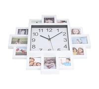 Fdit Horloge Murale avec Cadre Photo de 15,35 Pouces, Horloge Murale Personnalisée Multi-Photos à Faire Soi-même avec 12 Ouvertures pour la Décoration de la Maison, Cadeau pour la