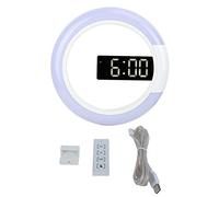 Fdit Horloge Murale Ronde numérique 12 Pouces Réveils avec Fonction Snooze Horloge Murale rougeoyante silencieuse sans tic-tac avec Affichage du thermomètre et Gradation de la lumière LED (Blanc)