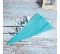 Fdit Kit de 6 Douilles à Pâtisserie en Acier Inoxydable Bleu avec Poche à Douille en Silicone et Adaptateur, pour Décoration de Gâteaux DIY