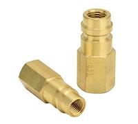 Fdit Lot de 2 Adaptateurs pour Climatisation R134A, en Laiton, Raccord de Convertisseur Haute Pression 1/4 SAE, Filetage Femelle, pour Raccordement Basse Pression et Haute