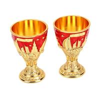 Fdit Lot de 2 Verres à Vin en Métal, Relief Vintage de Dubaï avec Finition Dorée, Tasse à Liqueur de Style Européen de 7 Cm de Hauteur pour Collection de Cadeaux de Voyage (rouge)