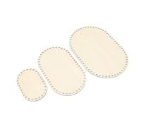 Fdit Lot de 3 Paniers Ovales en Bois au Crochet, Base de Panier en macramé pour le Tissage, le Tricot avec Centre Vierge en Bois Massif, Décoration D'intérieur