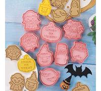Fdit Lot de 8 Emporte-pièces 3D pour Halloween, Noël, Thanksgiving, Moules à Biscuits, Tampons à Pression avec Poignée Coulissante pour Pâtisserie, Décoration de Fêtes (#4)