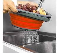 Fdit Panier Filtrant Pliable en Silicone, Filtre Portable, Vidange pour Faire Bouillir les Légumes pour la Maison, Orange Gris (Gris orangé)