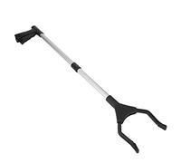 Fdit Pinces à Déchets Longues Pliantes Multifonctions, Ramasseur de 80 Cm en Alliage D'aluminium avec Tête Rotative à 90 °, Poignée Antidérapante en Caoutchouc pour le (Manche noir tube argenté)
