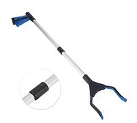 Fdit Pinces à Déchets Longues Pliantes Multifonctions, Ramasseur de 80 Cm en Alliage D'aluminium avec Tête Rotative à 90 °, Poignée Antidérapante en Caoutchouc pour le (tube argenté manche bleu)