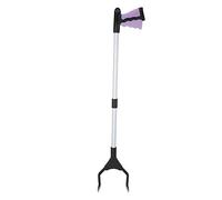 Fdit Pinces à Déchets Longues Pliantes Multifonctions, Ramasseur de 80 Cm en Alliage D'aluminium avec Tête Rotative à 90 °, Poignée Antidérapante en Caoutchouc pour le (Tube argenté manche violet)