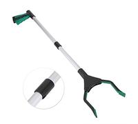 Fdit Pinces à Déchets Longues Pliantes Multifonctions, Ramasseur de 80 Cm en Alliage D'aluminium avec Tête Rotative à 90 °, Poignée Antidérapante en Caoutchouc pour le (tube argenté manche vert)