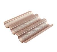 Fdit Plaque de Cuisson Pain Moule Poêle à Pain Français pour Cuisson Baguettes perforées Wave à Cake Bake Doré Ustensiles en 3 antiadhésif PanArgent