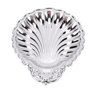 Fdit Plateau à Collation en Acier Inoxydable, Plateau de Service en Argent Poli, Design de Coquillage à Bord ondulé Vintage pour Fruits, Bonbons, Desserts, Noix, Bijoux, Décoration de