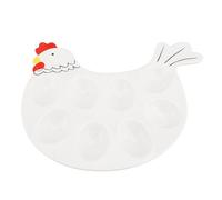 Fdit Plateau à œufs Farcis en Céramique, Plat à œufs Mignon en Forme de Poulet à 8 Grilles, Support D'exposition D'œufs de Pâques pour les Fêtes, les Hayons, avec de la Place pour les