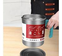 Fdit Pot à Huile Filtre à Résidus en Acier Inoxydable avec Poignée Anti-brûlure, Récipient de Stockage de Graisse de Cuisine Idéal pour un Usage Domestique (1.4L Style court)