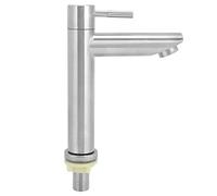 Fdit Robinet de Lavabo en Acier Inoxydable G1/2 Pouces, Type élévateur, Robinet D'eau Froide Simple avec Brossée pour Salle de Bains, Cuisine et Balcon