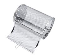 Fdit Rôtissoire Panier de Four Grill Rôtissoire Tambour Rotatif Cage de Gril à Rouler en Acier Inoxydable pour Une Cuisson Uniforme des Grains de Café Noix Cacahuètes BBQ