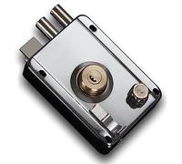 Fdit Serrure de Portail en Acier Inoxydable, Serrure de Portail Extérieure en Acier Inoxydable et Cuivre, Serrure Antivol de sécurité Simple et Belle Serrure à Assurance Multiple