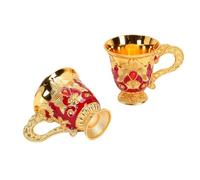 Fdit Set de 2 Coupes Médiévales en Émail, Gobelets Dorés, pour Vin