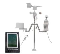 Fdit Station Météo sans Fil avec Rétroéclairage LCD, Jauge de Pluie, Vitesse du Vent, pour Amélioration de L', du Jardin, écran 7,5 X 5 Pouces, Capteur 433 MHz, Calendrier Perpétuel