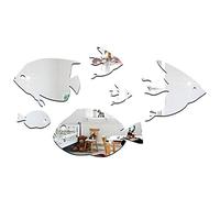 Fdit Stickers Muraux Acrylique Creative Miroirs Autocollants Poissons Tropicaux sous La Mer 3D Décor de la Maison pour Enfants(Argent B)