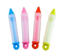 Fdit Stylo de Décoration de Gâteau en Silicone 4 Couleurs, Stylo D'écriture de Gâteau, Outil de Décoration de Dessert avec Pointe en Silicone Antiadhésive pour écrire sur des (Rose + rouge + vert +