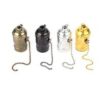 Fdit Support Base de Lampe Aluminium Vintage Lumière Socket Pull Chaîne Bureau Lampe de Table Éclairage Titulaire Vis Base Commutateur Zipper Valve Tête(Noir)