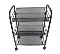 Fdit Support de Rangement en Métal à 3 Niveaux, Chariot Utilitaire Mobile, Chariot de Rangement Roulant en Acier Inoxydable avec 4 Roues, Rotation à 360 Degrés pour Salle de Bain, (3 Niveaux)