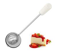 Fdit Tamiseur à Farine en Acier Inoxydable, Saupoudreur à Sucre Glace avec Tamis Fin, 18,2x4,2 Cm, pour Pâtisserie et Saupoudrage (WHITE)