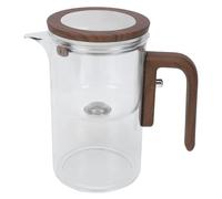 Fdit Théière en Verre avec Filtre 600ml, Séparation Magnétique de L'eau, Infusion Facile avec Poignée en Bois pour Usage Domestique et Restaurant