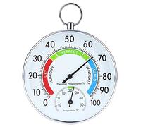 Fdit Thermomètre hygromètre avec Anneau de Suspension pour Maison intérieure entrepôt de Bureau Serre Grand Mur boîtier en Acier Inoxydable sans Fil pour Patio