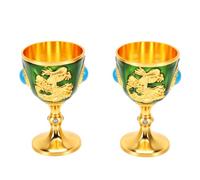 Fdit Verres en Métal doré à L’or Fin, Lot de 2 Gobelets en émail, pour Dégustation de Vin et Apéritif (GREEN)
