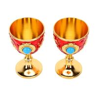 Fdit Verres en Métal doré à L’or Fin, Lot de 2 Gobelets en émail, pour Dégustation de Vin et Apéritif (rouge)