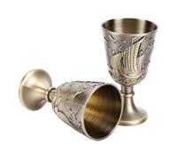 Fdit Verres Vintage en Métal, 2 Tasses à Vin avec Motif gravé de Bateau, pour Apéritif
