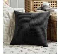 FDTERN 1 housse de coussin noire 45 x 45 cm, housses de coussin en velours côtelé doux, housse de coussin décorative, coussin de canapé, coussin décoratif, décoration bohème pour canapé, chambre à cou