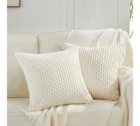 FDTERN Lot de 2 Boho Housse de Coussin 50x50 Crème，Décoratif Housses de Coussin en Velours Côtelé Beige Clair，Douillet Taie d'oreiller Housses Coussin Style Moderne pour Canapé Chambre Chaise