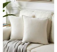 FDTERN Lot de 2 Housses de Coussin décoratives Blanc Ivoire 50 x 50 cm, Housses de Coussin Ultra-Douces en Daim synthétique, Housses de Coussin Unies pour canapé, Salon, Sofa, Chambre à Coucher