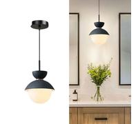 FDTMGW Lampe Suspendue Style Simple Moderne Lampe en Fer coloré Corps Abat-Jour en Verre Suspension 40 Pouces luminaires Suspendus réglables en Fil pour Chambre à Coucher Salon