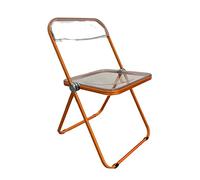 FDzkrtvm Chaise Pliante en Acrylique Transparent, Chaise Pliante en Acrylique, Multicolore, empilable, Cadre chromé Transparent, intérieur et extérieur(Orange+Clear)