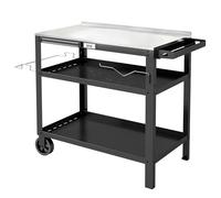 Feasto 3 Étagères Desserte de Jardin avec Plateau en Acier Inox | Chariot pour Plancha avec Barre Magnétique, Idéal pour Jardin et Terrasse, 90 x 46 x 82,5 cm