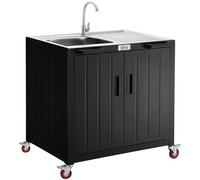 Feasto Chariot de Barbecue avec Évier et Stokage Armoire, 89,5 x 65 x 120cm | Îlot de Cuisine Extérieur avec Plan de Travail en Acier Inox, Chariot de Plancha pour Jardin, Terrasse