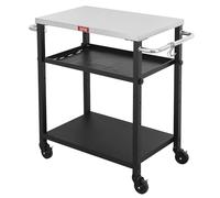 Feasto Chariot de Barbecue d'extérieur à 3 Niveaux, Table de Four à Pizza | Dessus compact en acier inoxydable pour fours à pizza et plaques de cuisson, chariot de bar extérieur avec crochets en S pour