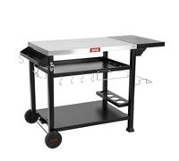 FEASTO Table de travail mobile à trois étagères pour la préparation des aliments, pour la maison et l'extérieur, en acier inoxydable, table de travail sur deux roues, 127 x 55 x 84 cm (L x l x H)