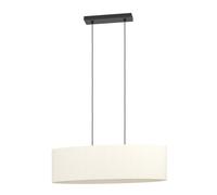 Eglo Suspension luminaire Febres, lampe de plafond suspendue ovale, lustre | pour salle à manger en tissu bouclette, métal en noir et textile en blanc, douille E27, 78 cm