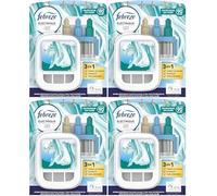 Febreze 3Volution Linge Frais Kit De Démarrage Diffuseur Électrique, Diffuseur + Recharge de 20ml, 3 Parfums en Alternance, Combat les Odeurs en Continu, Jusqu'à 90 Jours (Lot de 4)