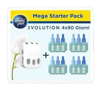Febreze Désodorisant Électrique, Kit de Démarrage (1 Diffuseur + 4 Recharges de 20ml + 3 Parfums en Alternance), Parfum Pureté de Coton, Combat les Odeurs en Continu, Fraîcheur Jusqu'à 90 Jours