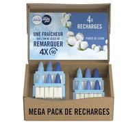 Febreze Désodorisant Électrique, Méga Pack de Recharges (4 Recharges de 20ml avec 3 Parfums en Alternance), Parfum Pureté de Coton, Combat les Odeurs en Continu, Fraîcheur Jusqu'à 90 Jours